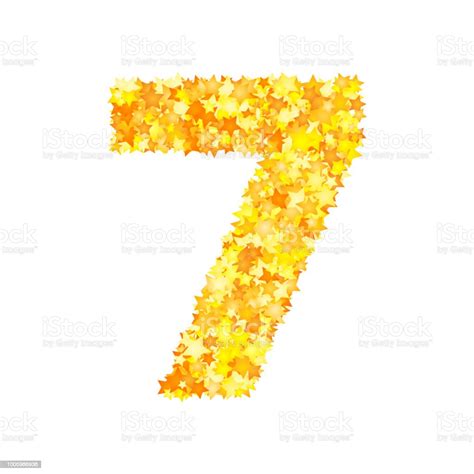 Vector Yellow Stars Font Numeral 7 Stock Illustration Download Image