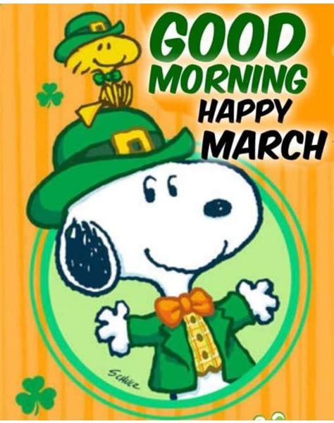 Leprechaun Snoopy And Woodstock Good Morning Happy March Pictures