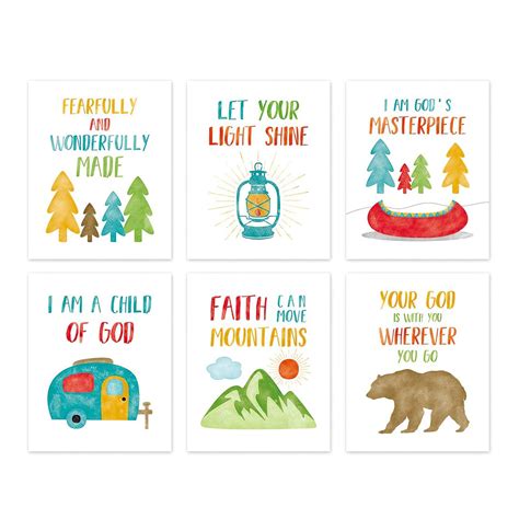 Colorful Bible Verse Posters Kids Inspirational Quotes Etsy
