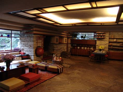 Fallingwater Living Room And Dining Area Frank Lloyd Wright