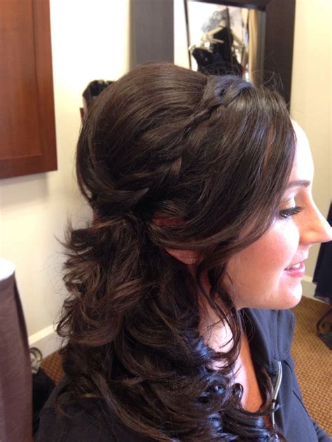 Section your swoop bangs into a side part and gather the rest into a ponytail. Half up do side swoop bangs bridesmaid romantic curls ...