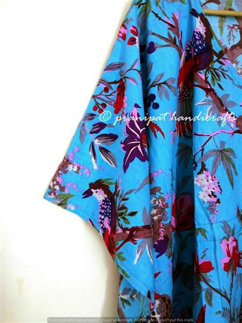 Indian Turquoise Long Bird Print Cotton Hippie Maxi Women Nightwear Caftan Dress Ebay