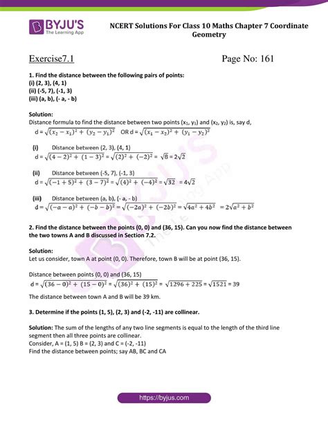 Ncert Solutions Class 10 Maths Chapter 7 Coordinate Geometry