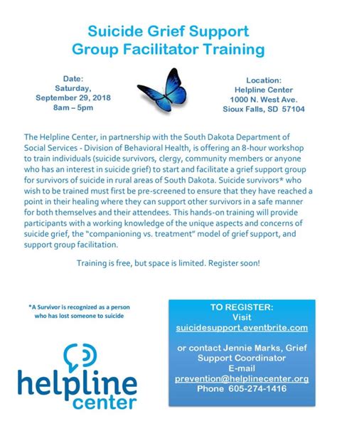 Suicide Grief Support Group Facilitator Training Helpline Center