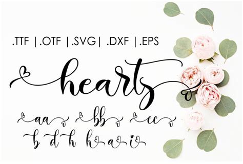 Hearts Swirly Font Swash Font Wedding Font Heart Connected Etsy India