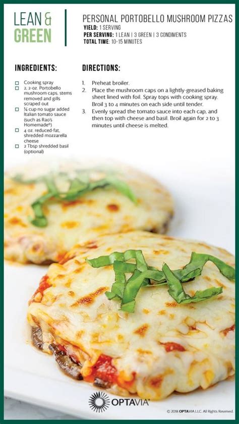 Optavia Recipe Guide Lean Dinners Green Pizza Lean Protein Meals