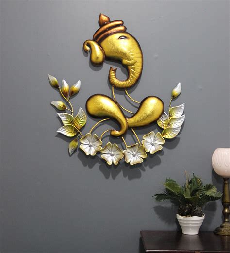 Buy Iron Lord Ganesha Wall Art In Gold By Malik Design At 32 Off By