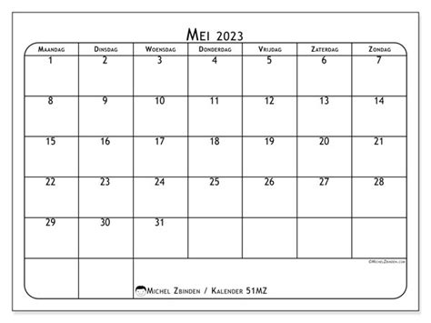 Kalender Mei 2023 Om Af Te Drukken “442mz” Michel Zbinden Nl