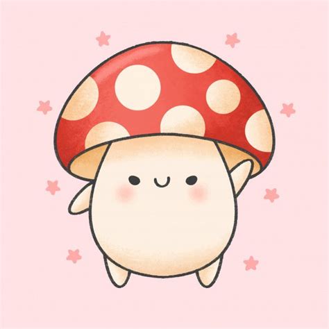 Premium Vector Cute Mushroom Cartoon Hand Drawn Style
