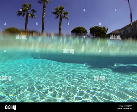 Swimming Pool Camera Half Underwater Stock Photo Alamy