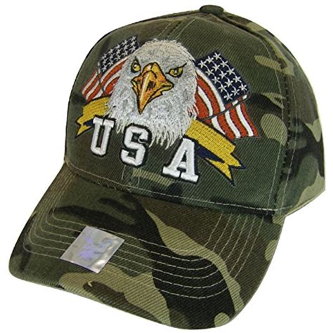 Usa Mens Patriotic Eagle Head Adjustable Baseball Cap Military Camo