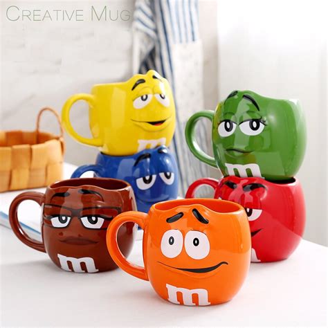 1pcs Cartoon Mandms Chocolate Beans Mugs 600ml Genuine M Beans Ceramics