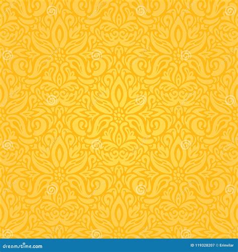 Yellow Colorful Floral Wallpaper Background Floral Pattern Stock Vector