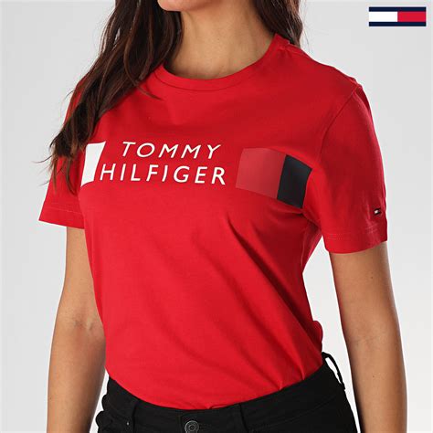 Tommy Hilfiger Tee Shirt Femme Rwb Stripe 3330 Rouge