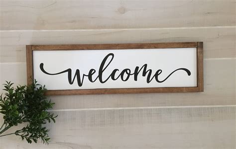 Welcome wooden sign / 22W x 6.5H / entryway sign