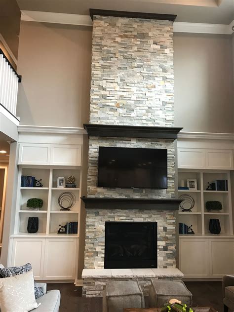 CUSTOM STACKED STONE(TILE) FIREPLACE AND CUSTOM MANTLES - GOLDEN SUN