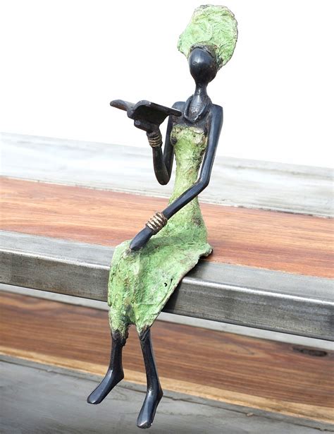 Sculpture En Bronze La Femme Assise Mama Akua