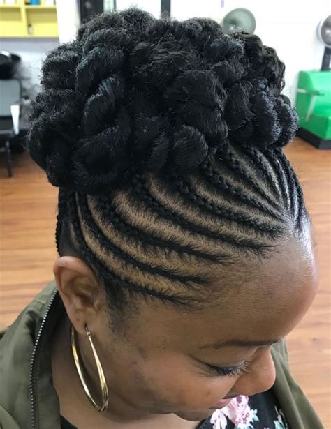 Tiny Cornrows With Lush Twisted Bun Protective Hairstyles For Natural
