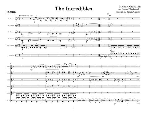 The Incredibles Clarinet Quintet Sheet Music For Clarinet In B Flat