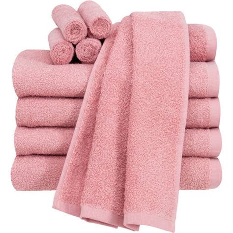 Mainstays Value Terry Cotton Bath Towel Set 10 Piece Set Pink