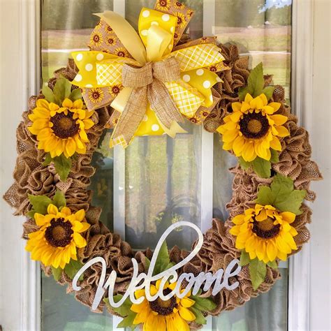 Fall Wreath For Front Door Burlap Wreath Sunflower Wreath Wreaths Home
