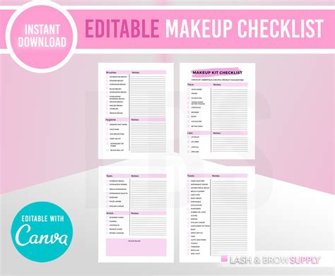 Makeup Artist Checklist Makeup Kit Checklist MUA Checklist Etsy