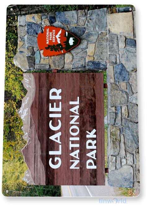 Glacier National Park Sign C096 Tinworld Landmark Memorabilia Signs