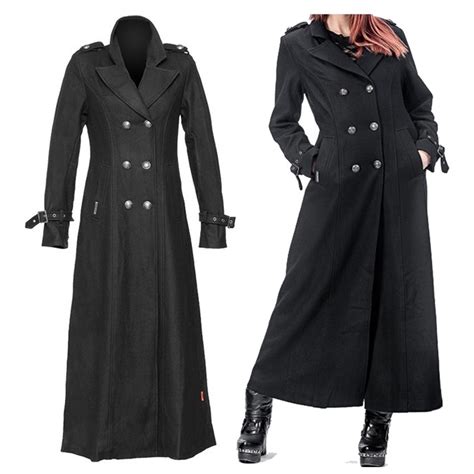Women Gothic Military Long Wool Coat Women Goth Coats