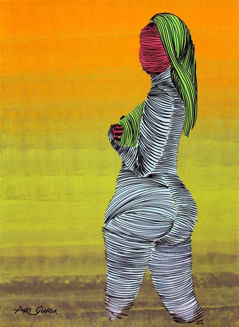 Female Posing Nude By ArtGuru 9168A Acrylic On Paper Painting By