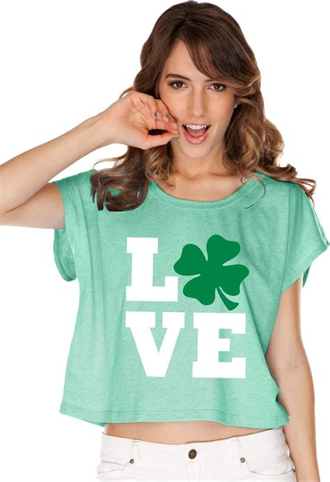 St Patricks Day Love Shamrock Ladies Boxy Tee St Patricks Day Love Shamrock Ladies Shirts