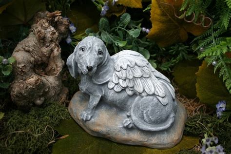 Dog Angel Statue Dachshund Memorial Dog Garden Art By Phenomegnome