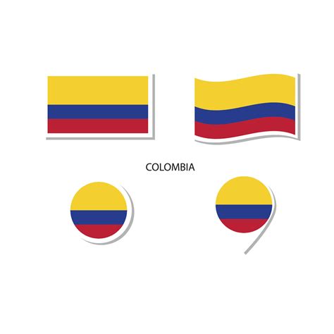 Conjunto De Iconos Del Logotipo De La Bandera De Colombia Iconos