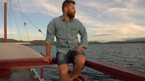 Handsome Man Relaxing On The Boat Slow Motion Shot At 240fps Steadycam Shot Stock Video