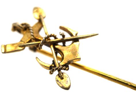Edwardian 15ct Gold Anchor Oar And Paddle Rowing Tie Pin 518l The