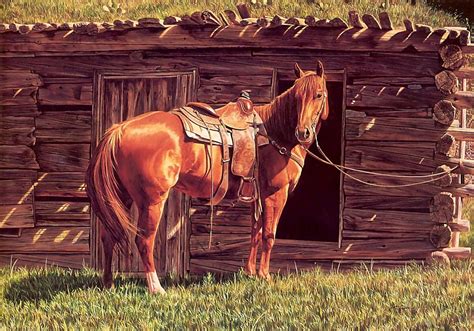 Saddled And Ready Horse Painting Cowboy Art Horse Art