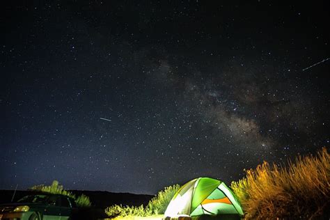 Hd Wallpaper Green Tent Under Night Sky Cloud Stars Galaxy Grass