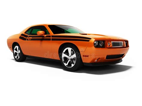 Orange Car For Travel 3d Render On White Background With Shadow Stock