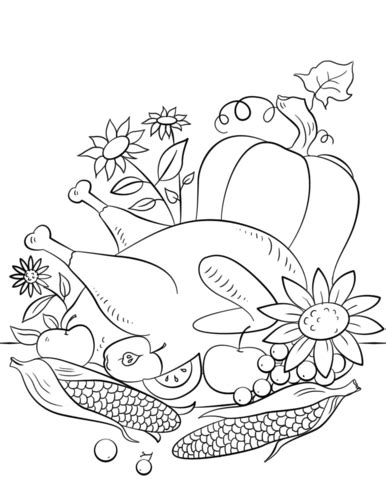 Parents, teachers, churches and recognized nonprofit organizations may print or copy multiple coloring pages for use at home or in the classroom. Thanksgiving Food coloring page | Free Printable Coloring ...