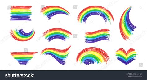 Set Rainbow Color Handdrawn Different Shapes Stock Vector Royalty Free