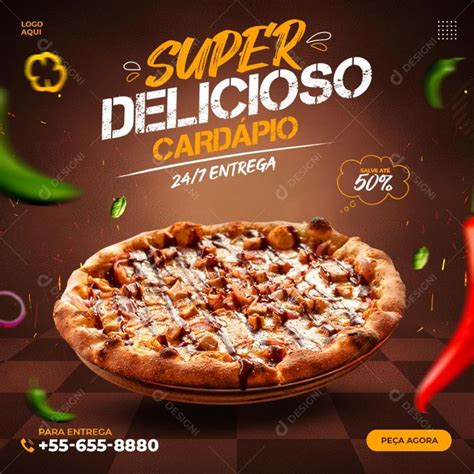 Post Feed Pizzaria Super Delicioso Social Media Psd Editável Download