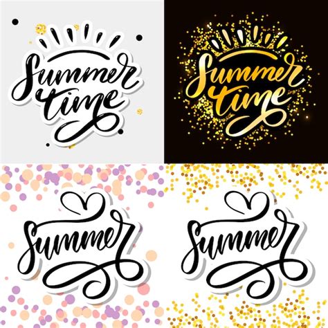 Premium Vector Summer Time Vector Text Lettering Calligraphy Letters