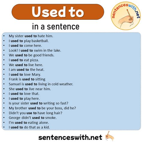 Used To In A Sentence Sentences Of Used To In English Sentenceswithnet
