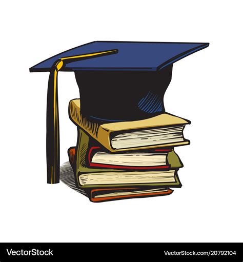Graduation Cap On Stack Of Books Royalty Free Vector Image