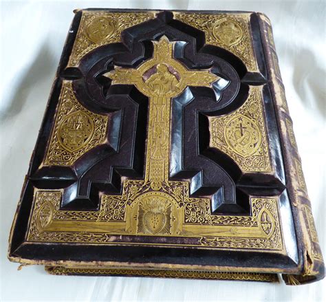 Antique Vtg Holy Catholic Bible Douay And Rheims 1800s 22 Kt Gold Gilt