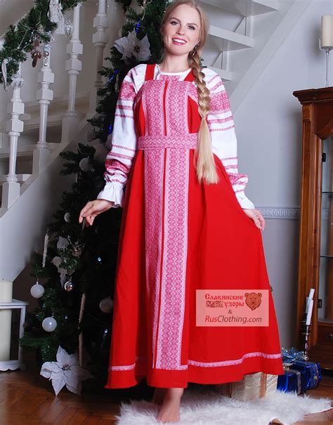 Russian Linen Sarafan With Blouse Tender Blue