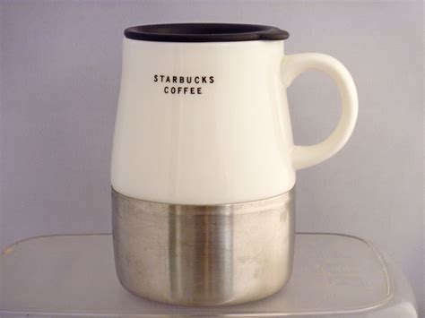 2004 Starbucks Urban White Ceramic Stainless Steel Base 14oztravel