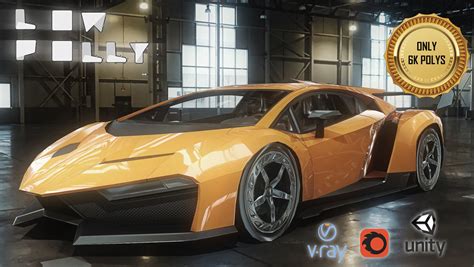 Lamborghini Veneno Concept Car Low Poly 3d Asset