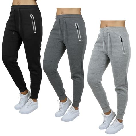 Galaxy By Harvic 3 Pack Womens Loose Fit Fleece Jogger Sweatpants S