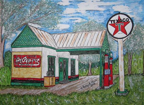 Texaco Gas Station Painting By Kathy Marrs Chandler Fine Art America