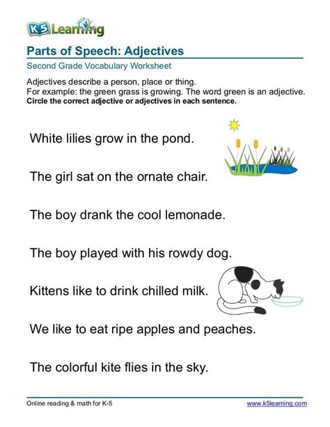 Adjective And Worksheet 2nd Grade